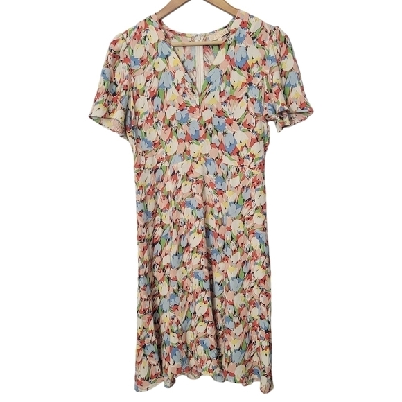 ByTiMo Abstract Floral Short Sleeve Mini Dress - Picture 1 of 11